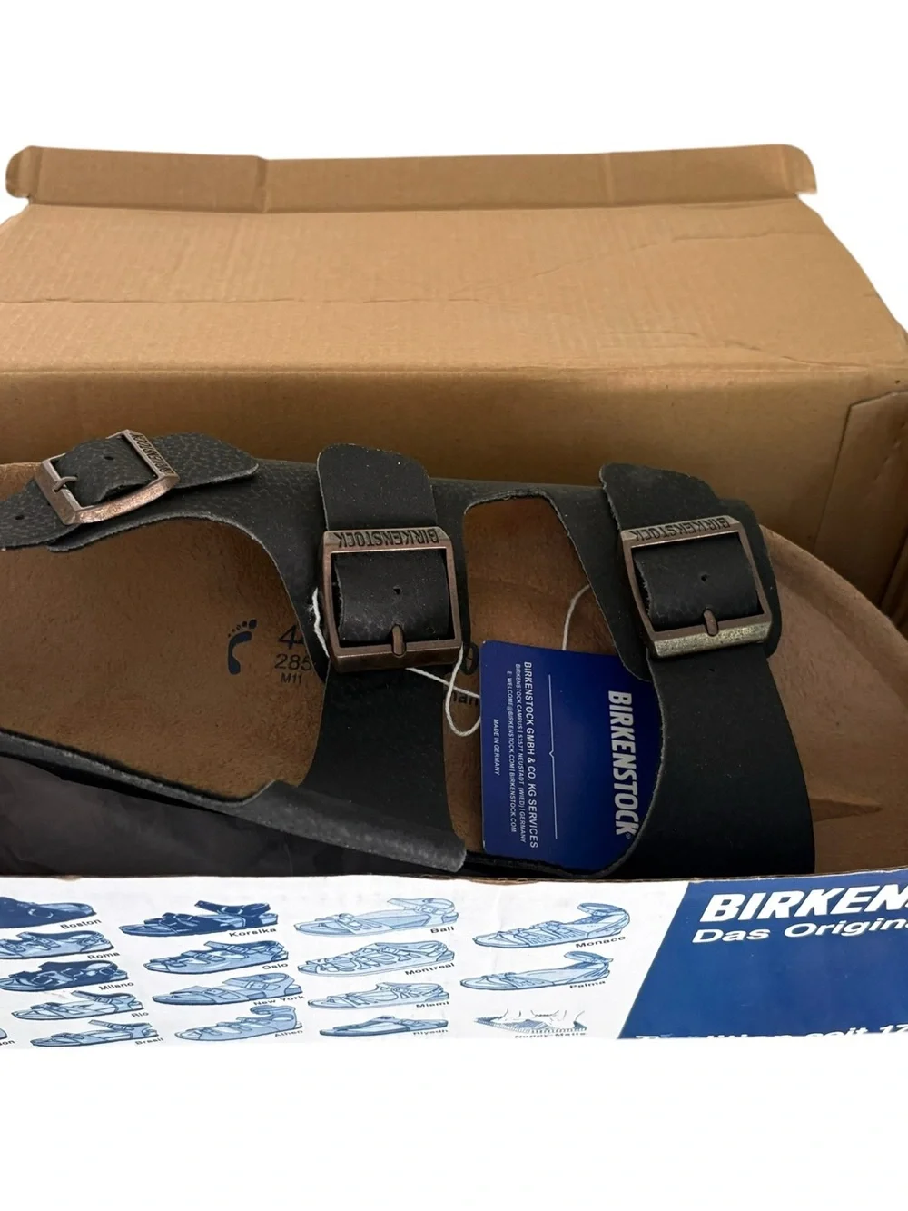 Birkenstock Milano Black Triple-Buckle Sandals men’s Size 44 / US 11 NEW